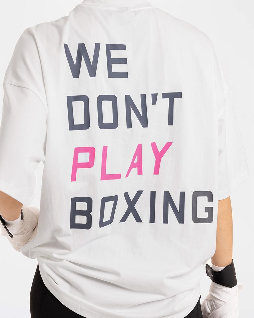 BOXRAW We Dont Play Boxing Oversized T-Shirt - Women'S W Bxrw-U-Wdpbt-W [White/Pink] (Type A)