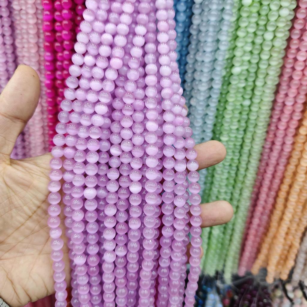 8mm Cat's Eye Stone Beads: Single, Double, Triple-Color, DIY Jewelry Round Beads