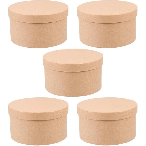 5 Pack Round Kraft Paper Cookie Boxes with Lids Cake Boxes Desserts Packaging Containers for Cupcakes, Candy,Muffin and Chocolate, 5.51x5.51x2.95