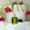 Statement Look Green Peridot Gemstone 925 Sterling Silver Pendant Necklace 18"