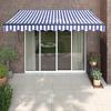 VidaXL Automatic Retractable Awning Blue and White 3.5x2.5 M 3154497