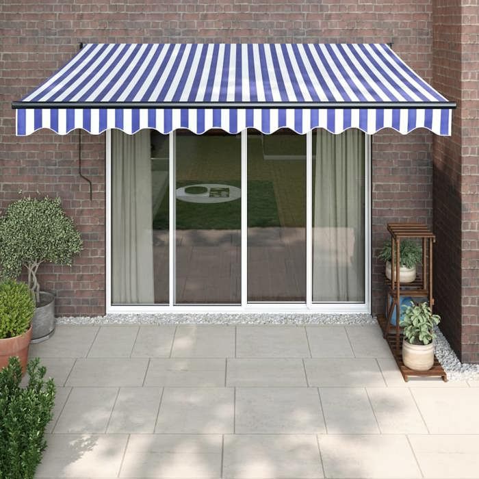VidaXL Automatic Retractable Awning Blue and White 3.5x2.5 M 3154497