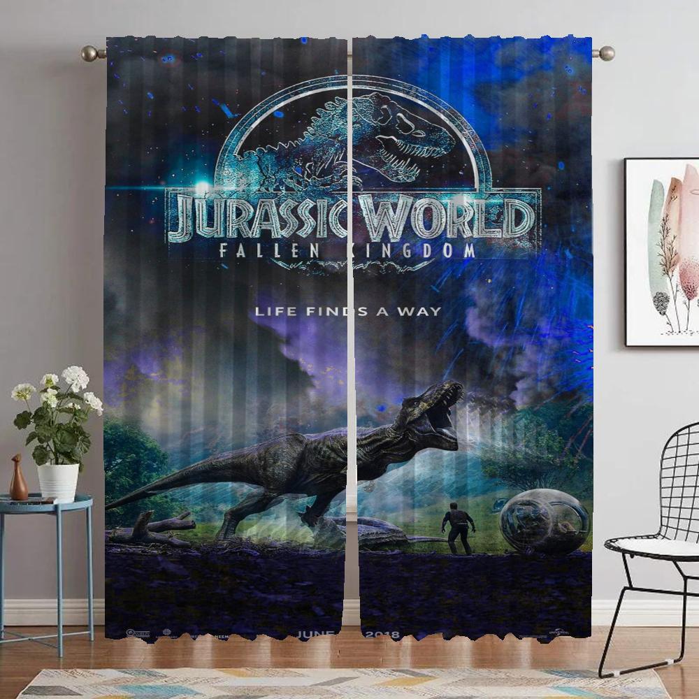 

Украшение на Хэллоуин Юрский парк Оконная занавеска для комнаты 2-панельные противомоскитные шторы Домашний интерьер Шторы Оттенки Гостиная W86xH183cmx2pcs-CL