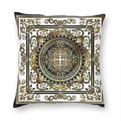 Verzierter Barock Gold Schwarz Griechischer Schlüssel Kissenbezug Druck Kissenbezug Dekorationen Kissenbezug Home Dropshipping ''
