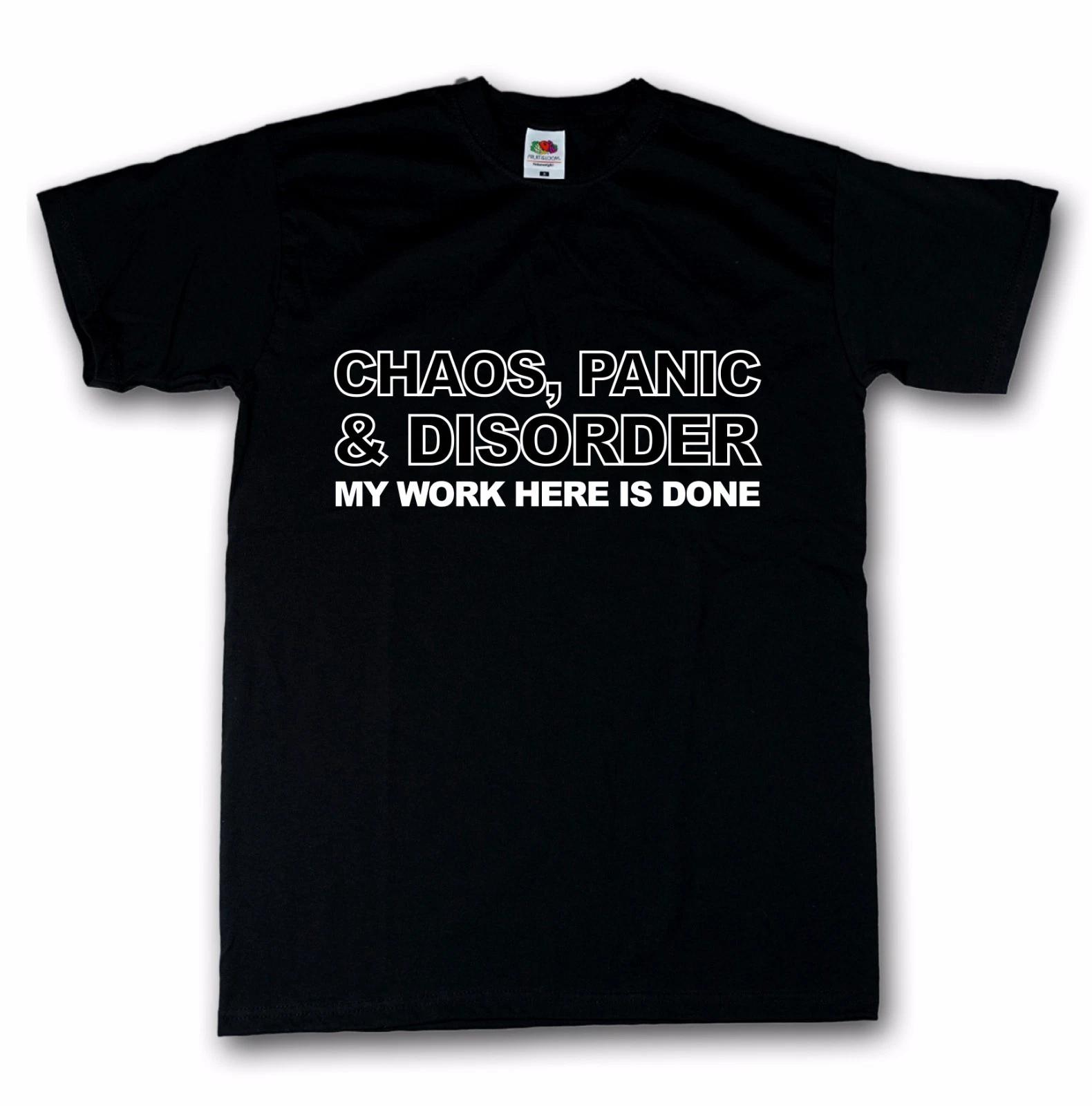 Chaos, Panic & Disorder Shirt T-Shirt Black Funshirt 100% Cotton S-XXXXXL XXXL