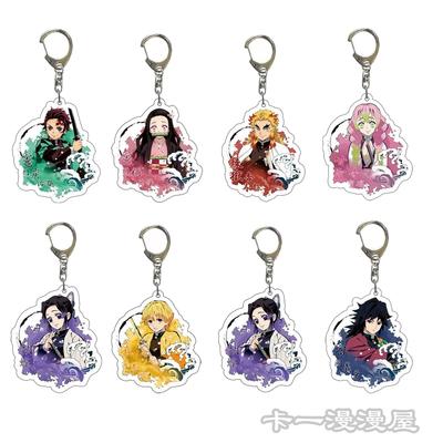 Keychain Pendant Anime Demon Slayer Kimetsu No Yaiba Kamado Tanjirou Double Sided HD Bag Pendant Gift For Fans Cosplay Props Jewelry Gift
