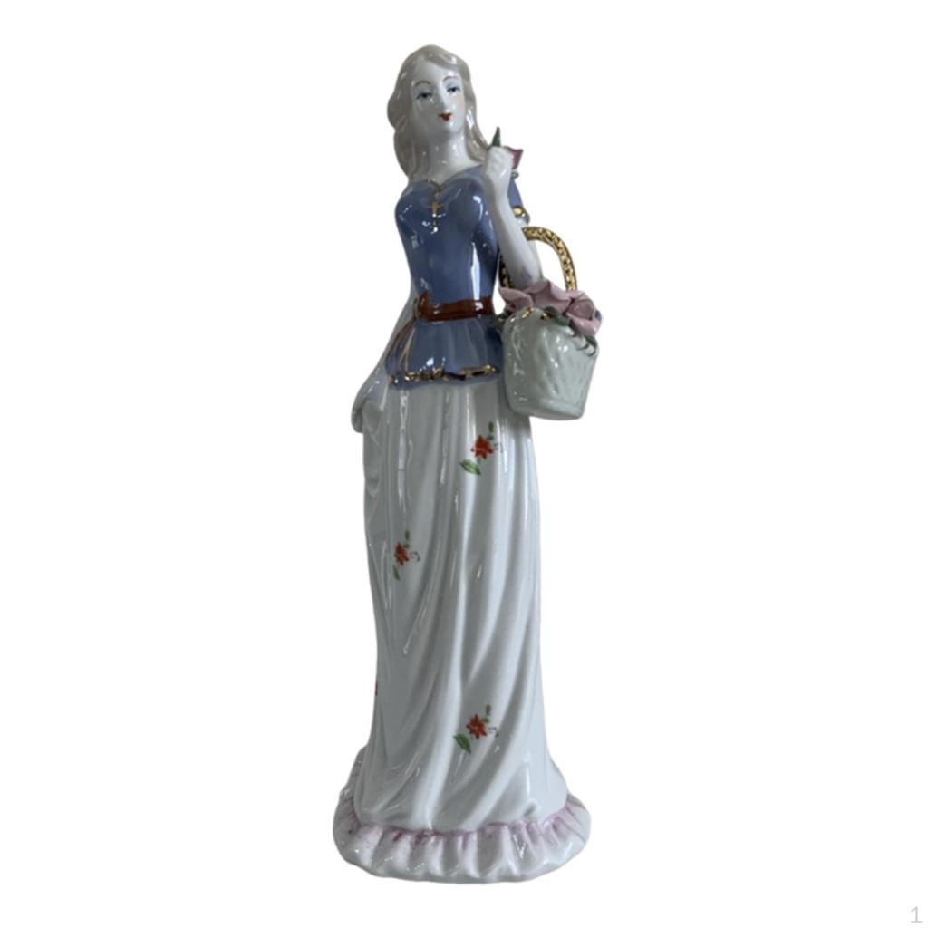 Ceramic Figurine Girl Statue Ornament, Modern Nordic Sculpture, Elegant Decor, Shock Resistant,