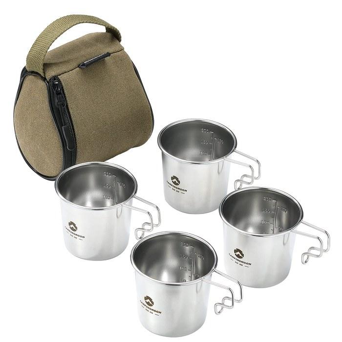 CAMPING MOON Solo Mug M 210ml 4-Piece Set S-190-4P+B Silver