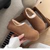 Fleece Boken Shoes 2025 Winter Explosion Lazy One-pedal Cotton Shoes Women's Warm New Casual Fluffy Shoes Thick Sole