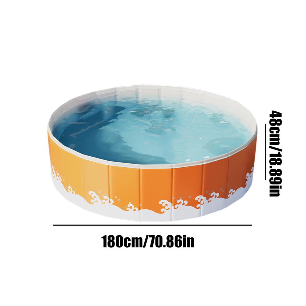 Non-inflatable Swimming Pool Wear-Resistant Foldable Swimming Pool Swim Tool Family Pool Foldable Outdoor Large Swimming Pool (Orange,S)