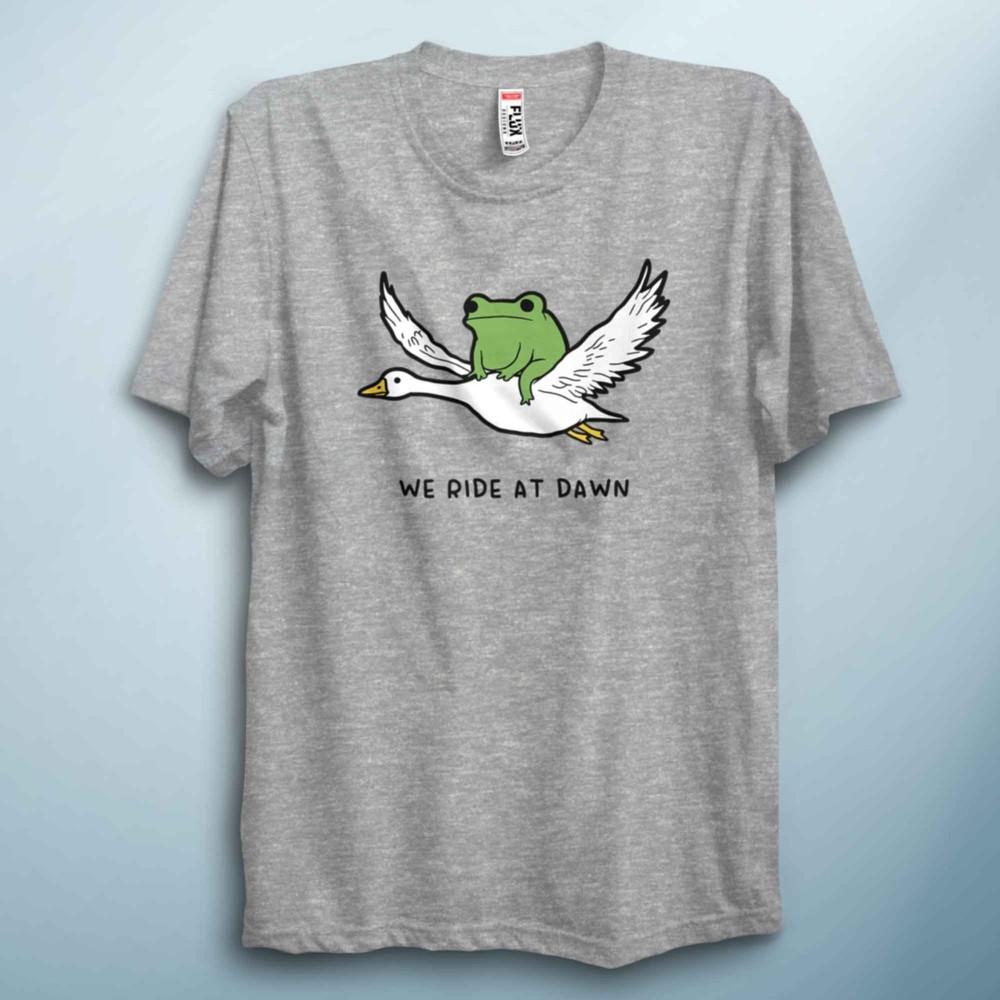 Funny Frog T Shirt We Ride At Dawn Cute Meme Shirt
