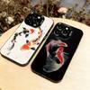 Malba kapra koi Umělecký kryt na telefon Pro iPhone 17,16,15,14,13,12,11 Plus,Pro Max,XS,Barevný stříbrný černý kryt