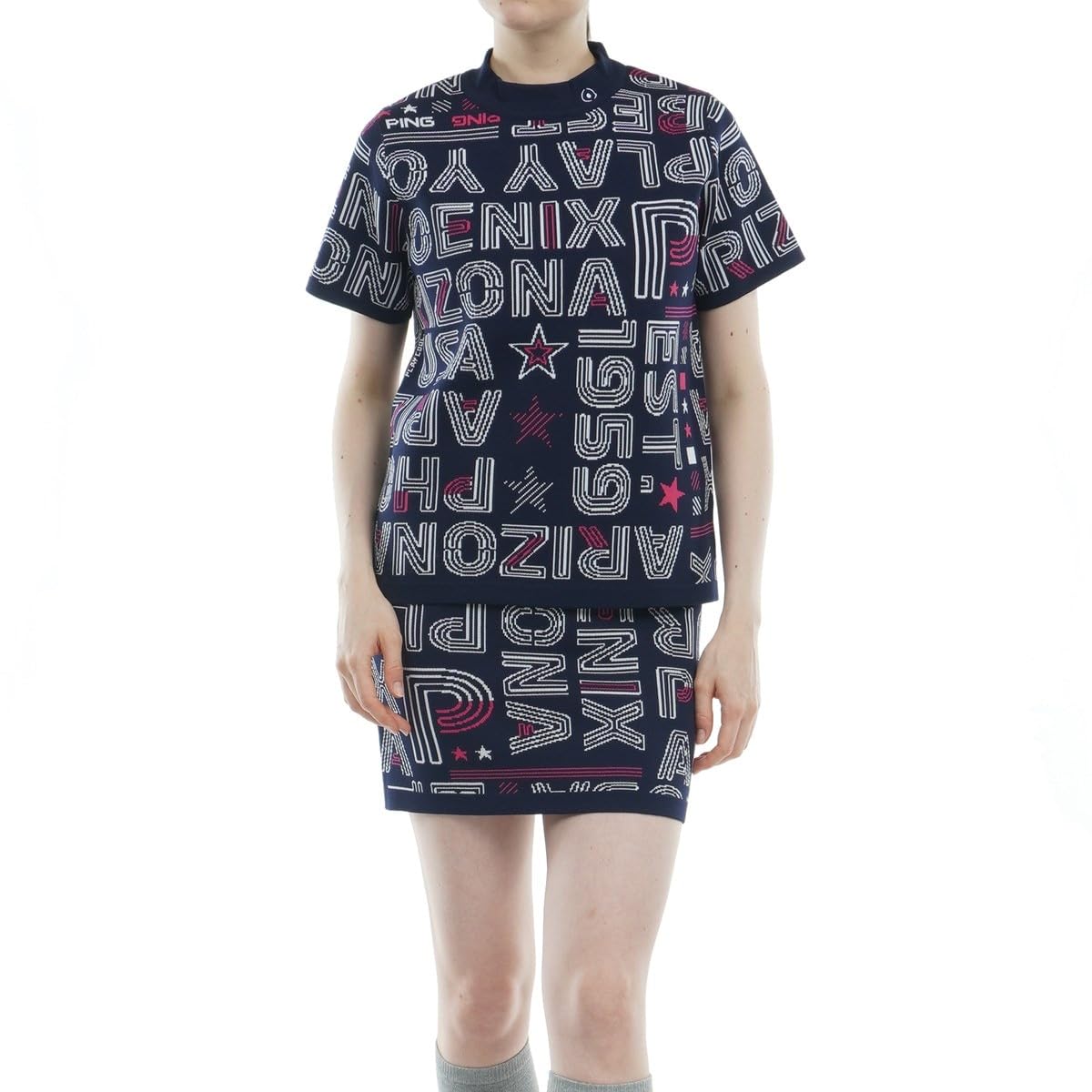 

Knitwear Set Top and Bottom Golf L [Pin Apparel] Women s (High Neck, Set) / / 622-3272800 120_Navy
