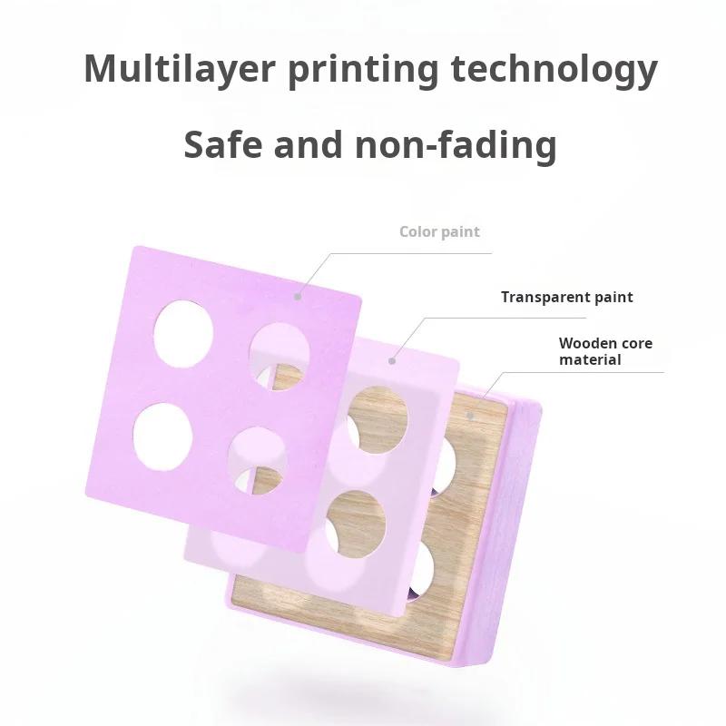 Montessori Wooden Building Blocks - Macarone Color Shape Matching Puzzle: Educational Toy for Boys & Girls