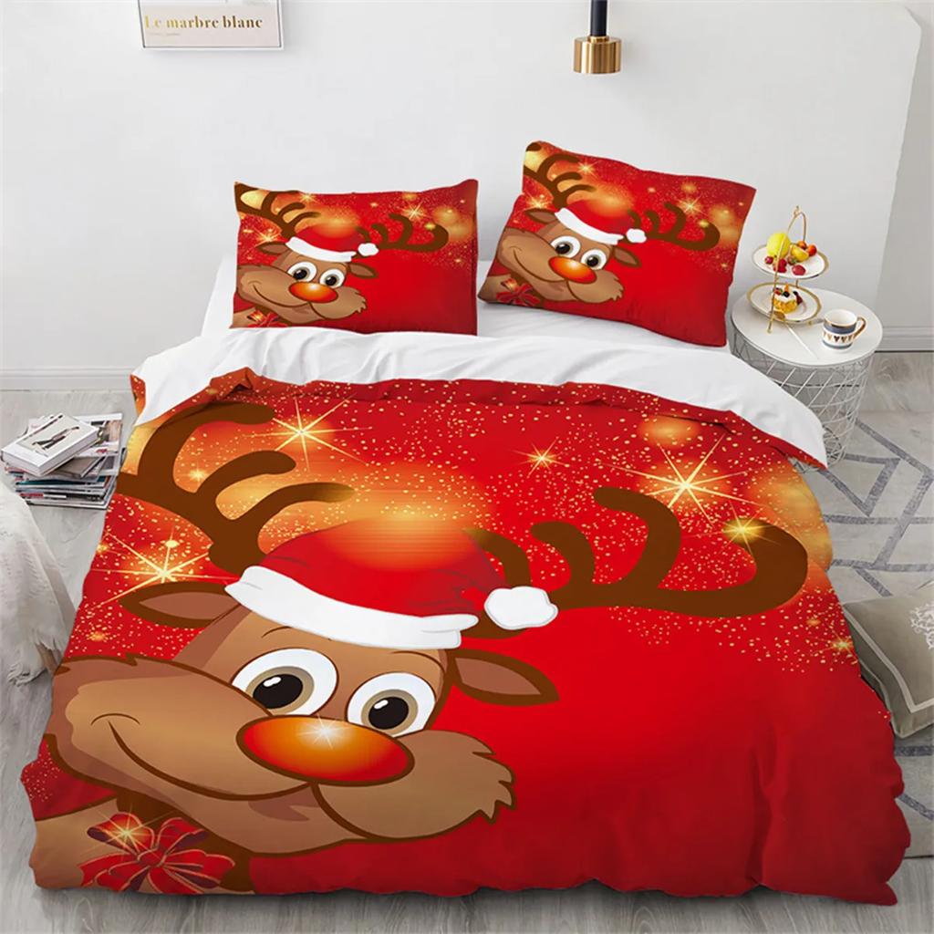 Christmas Cat Duvet Cover Merry Christmas Microfiber Cartoon Animal Santa Claus For Women Children Teen Gift Bedroom Decorations
