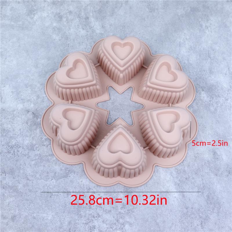 

Silicone Heart Cake Mold Nonstick Tray For Baking Brownies Chocolate Cupcake Suitable For Holiday Family Celebration Desserts розовый