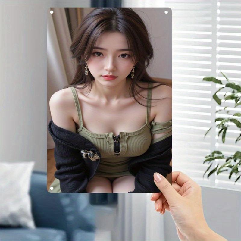 

D Floral Metal Sign Elegant Woman Portrait Wall Art Durable Iron for Home Office Cafe Bedroom Decor Christmas Gift Vint 20x30cm