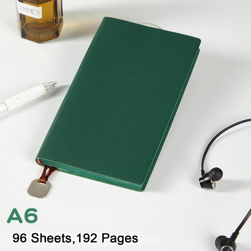A6 litchi leather thickened student subject notebook, small diary, work notebook, business meeting record book, 96 sheets 192 pages