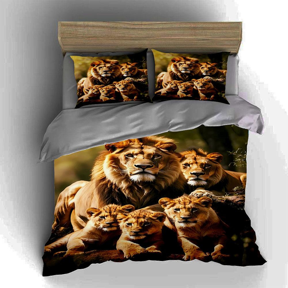 Lion family portrait. Bedding Duvet cover sets Duvet covers Pillowcases gifts (1 * Duvet Cover 2 * Pillowcases, without duvet insert)