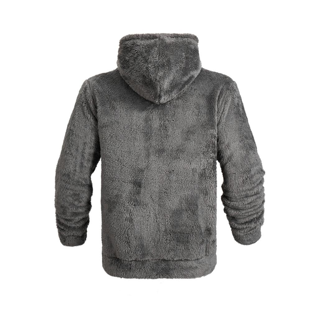 2025 Amerikanischer Stil Herbst/Winter Jacke Herren Dick Warm Doppelseitige Fleecejacke Lockerer Reißverschluss Cardigan Lässige Kapuzenjacke