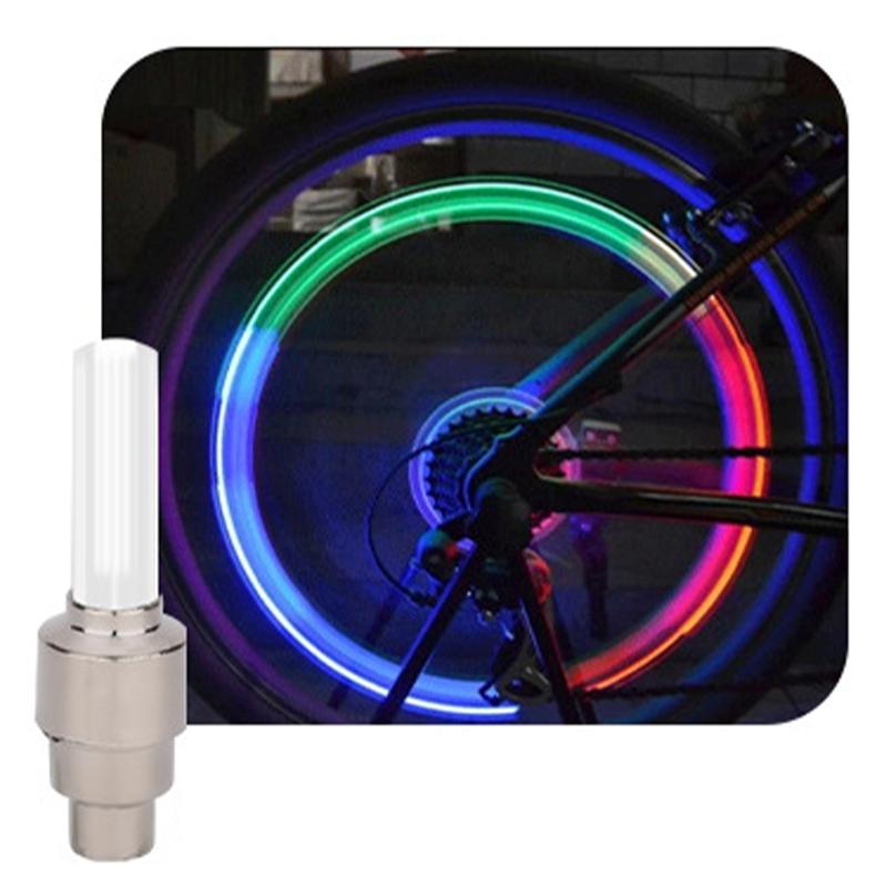 Colorful LED Bike Tire Valve Light Cycling Wheel Spoke Warning Light Bicycle Tyre Air Valve Cap Lamp Night Safety Accessory