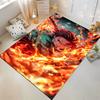 Anime Warrior with Fiery Sword Battle Design Non-slip Rug Suitable for Living Room and Bedroom Sofas