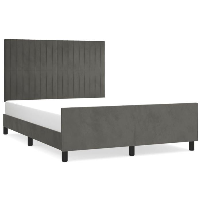 VidaXL Cadre de lit avec tête de lit Gris foncé 140x190 cm Velours3125874