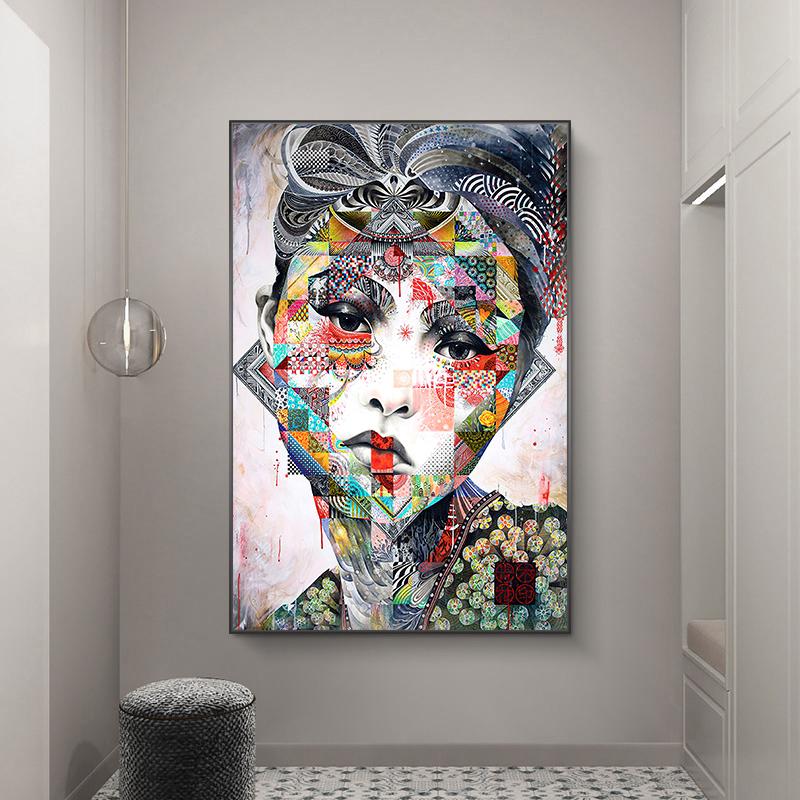 Abstract Colorful Girls Canvas Art Posters and Prints Modern Art  Graffiti Pop Art Paintings Pictures for Living Room Decor No Frame