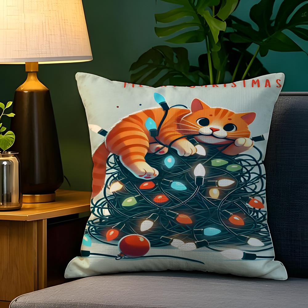 Cute Animal Girl Outfits Pillow Case Natural Linen Pillow Case DoubleSided Decor Sofa Pillowcase Home Decor