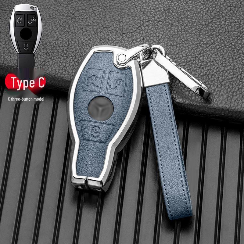 Compatible with Mercedes-Benz GLA, GLC, V-Class, A-Class, and C-Class 2018-2019 Models, This Two/three-button Full-cover Metal Key Case.