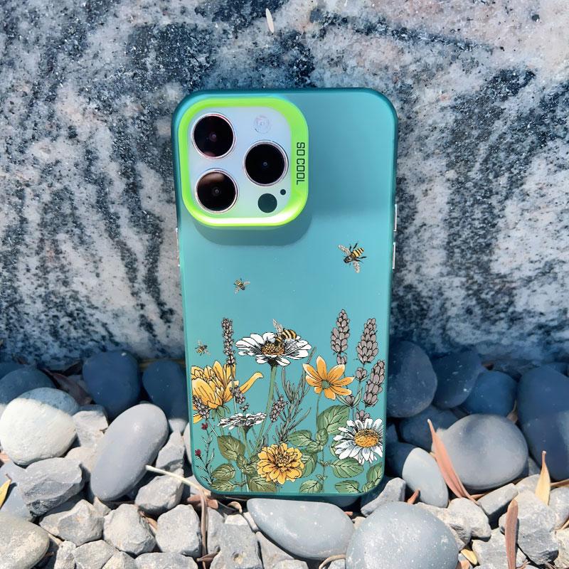 Luxury Retro Flowers Floral Phone Case For iPhone 12 15 11 12 13 14 Pro Max 15 14 Plus 13 Mini Shockproof Matte Laser Back Cover
