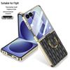 Samsung Z Flip 8 Ring Case: Creative Diamond Lattice French Style Electroplated Leather