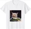 2026 New Funny Cat Salad Meme TShirt Womens Serious Face Print Casual Crew Neck Short Sleeve Daily Versatile Tee Hot Sale