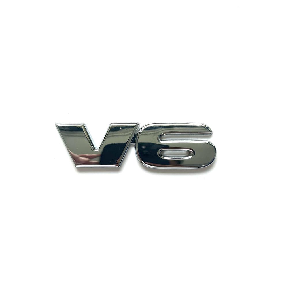 V6 Car Trunk Rear Side Emblem Badge Sticker 3D Silver Matte Black For Car Motorcycle Truck SUV