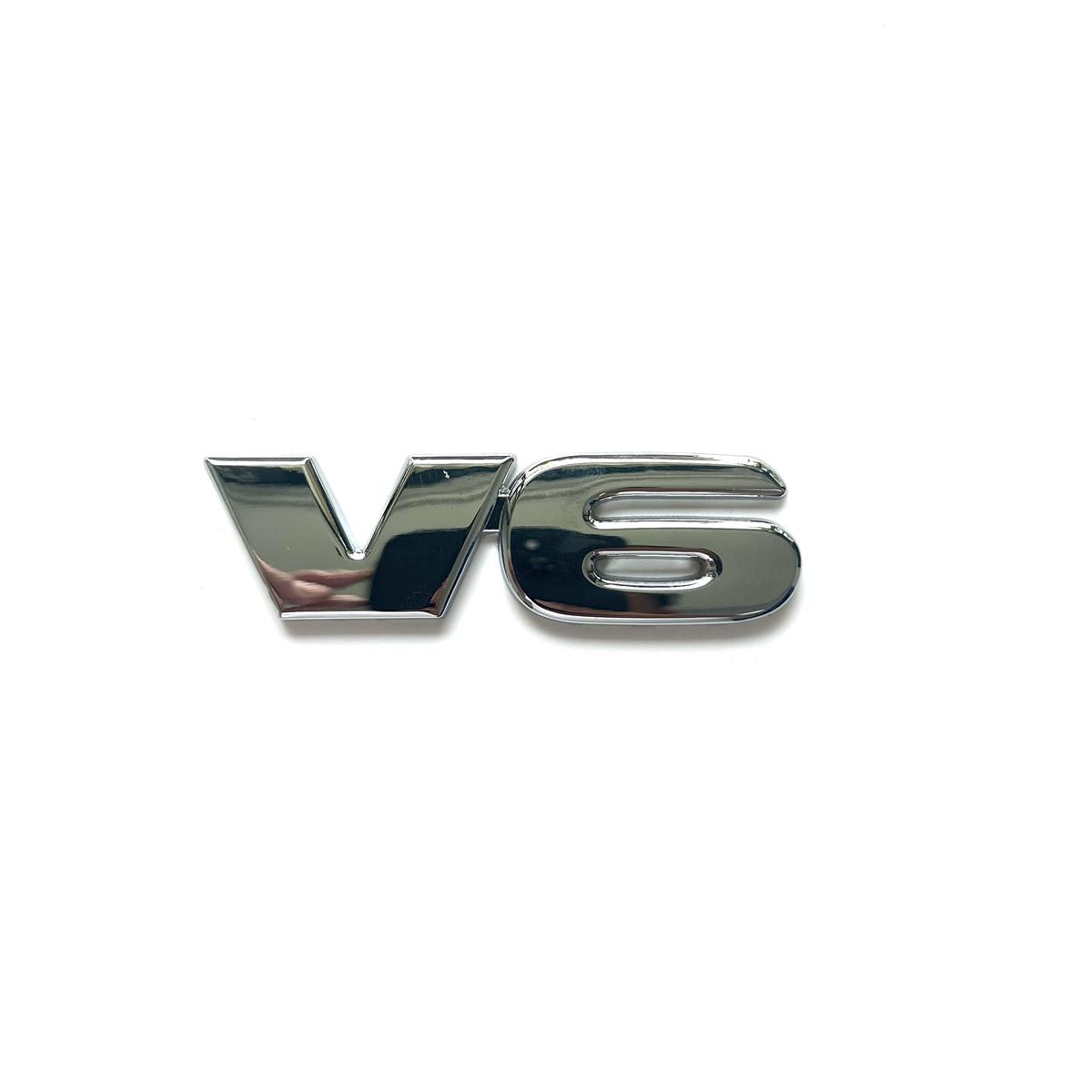 

V6 Car Trunk Rear Side Emblem Badge Sticker 3D Silver Matte Black For Car Motorcycle Truck SUV
