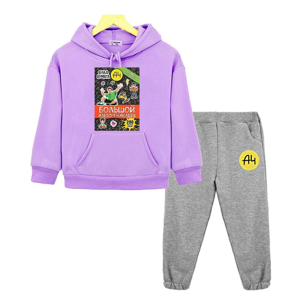 Vlad A4 Sweatshirt Sets Anime Hoodie Kids Boutique Clothes Autumn Fleece Pullover Jacket Kawaii Merch A4 Hooded Set for Boy Girl