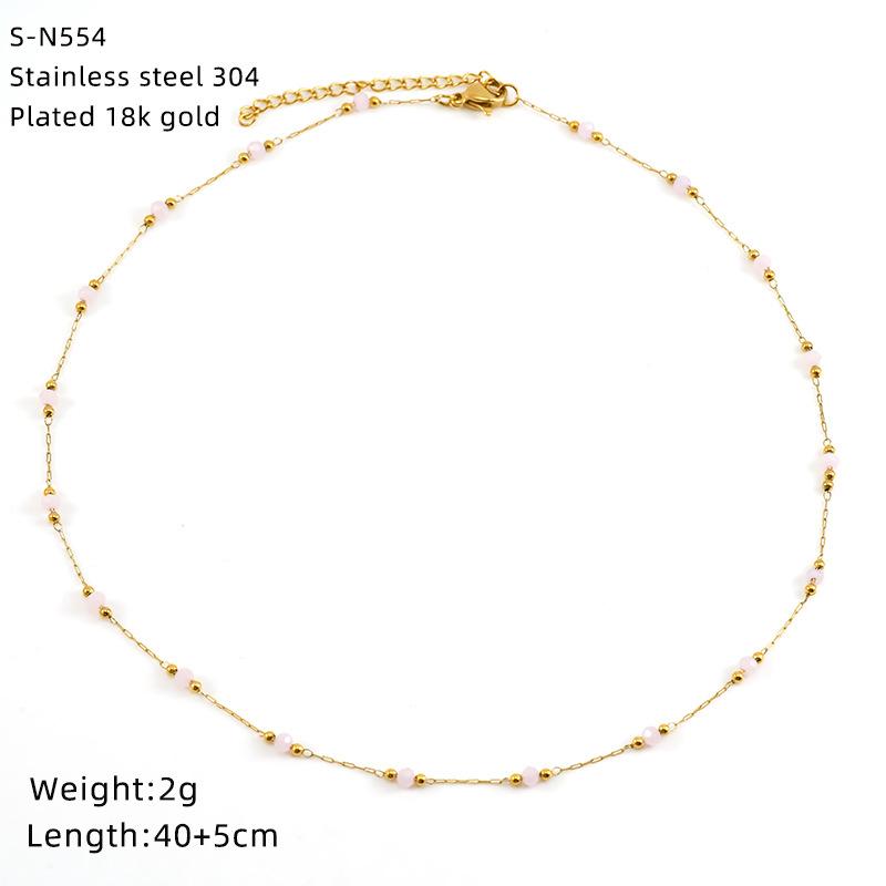 Halskette aus Edelstahl mit glasierten Perlen und Kristallen, süße türkisfarbene Natursteinkette, Persönlichkeit, hochwertige Schlüsselbeinkette