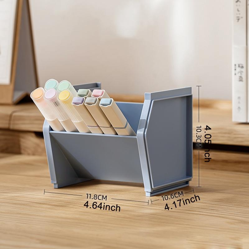 Stackable Oblique Insertion Pen Holder Storage Box Student Desk Stationery Storage Plastic Square Pen Organiser