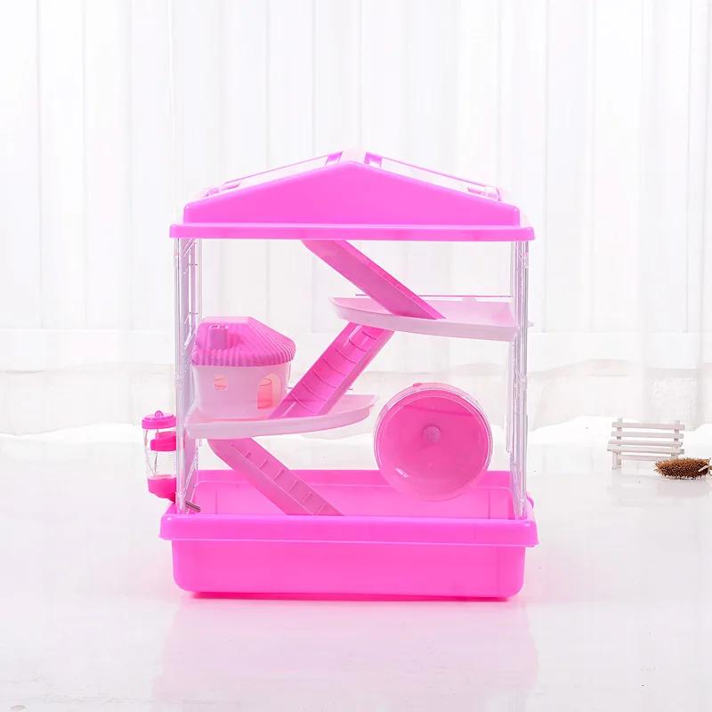 

Cage Villa Small Pets Top-ranking Material Double Layers Slide Design Leakproof Water Jug Running Wheel Great Gift Pet M