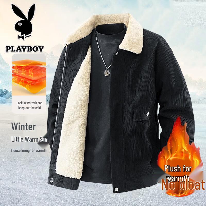 Мужская термофлисовая куртка PLAYBOY Осень/Зима XL чёрный