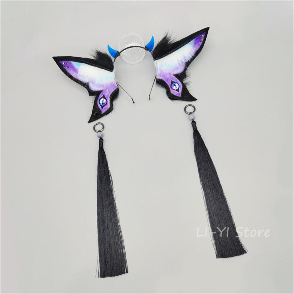 

Demon Ear Headgear Anime Comic Con Cosplay Halloween Costume Accessories Furry Demon Wings Devil Horn Headband Moth Ears Fursuit as show