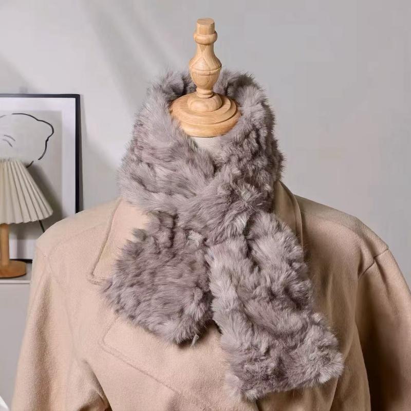 

Pearl Fuzzy Collar Neck Warmer Winter Women s Scarf Neck Guard Versatile Imitation Rex Rabbit Fur Plush серый