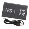 Wooden Digital Alarm Clock Triangular Voice Control Electronic LED Clock for Bedroom Office Black Wood White Letter