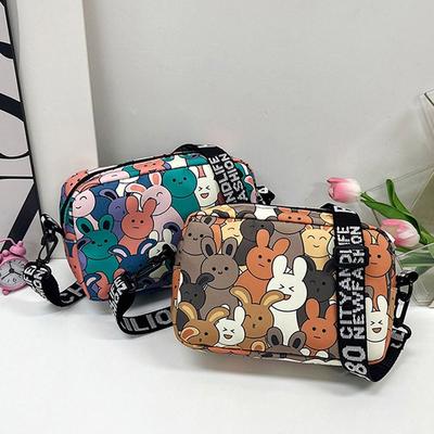 Einfache Niedliche Cartoon Hase Oxford Kleine Quadratische Tasche Mode Damen Mädchen Große Kapazität Schultertaschen Umhängetaschen Handtaschen