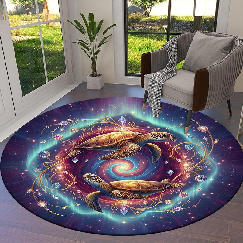 Star Animals Round Area Rug,Carpet Rug for Living Room Bedroom Sofa Playroom Decor,Non-slip Floor Mat