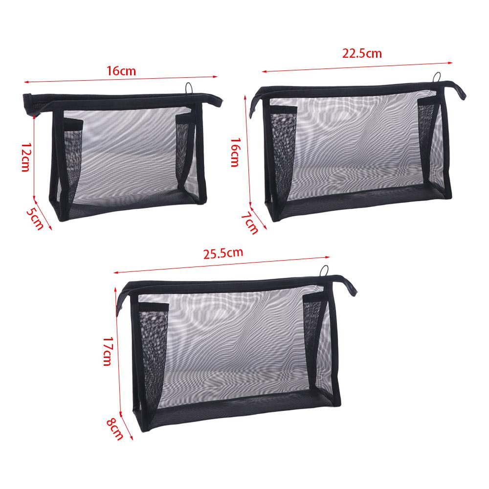 Large Capacity Transparent Cosmetic Bag Zipper Storage Toiletry Bag Fashion Mesh Makeup Bag  Unisex