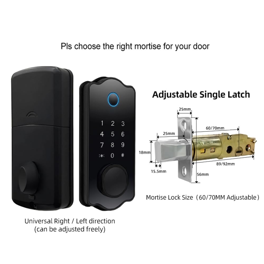 HEIYE Fingerprint Door Keyless Entry Smart Door Waterproof Auto TTlock IC Electronic Fingerprint Door Lock with Handle Lever Set for Front Doors Lock,