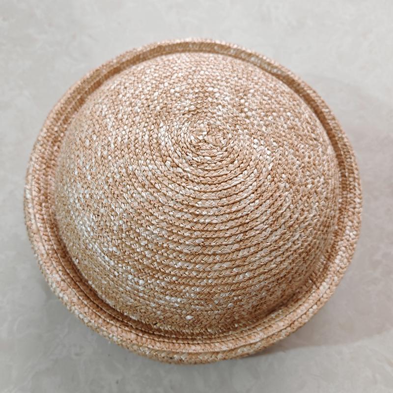Summer Knitted Beret Women's Sun Hat Circle Concave Top Straw Hat Church Derby Party Beach Hat