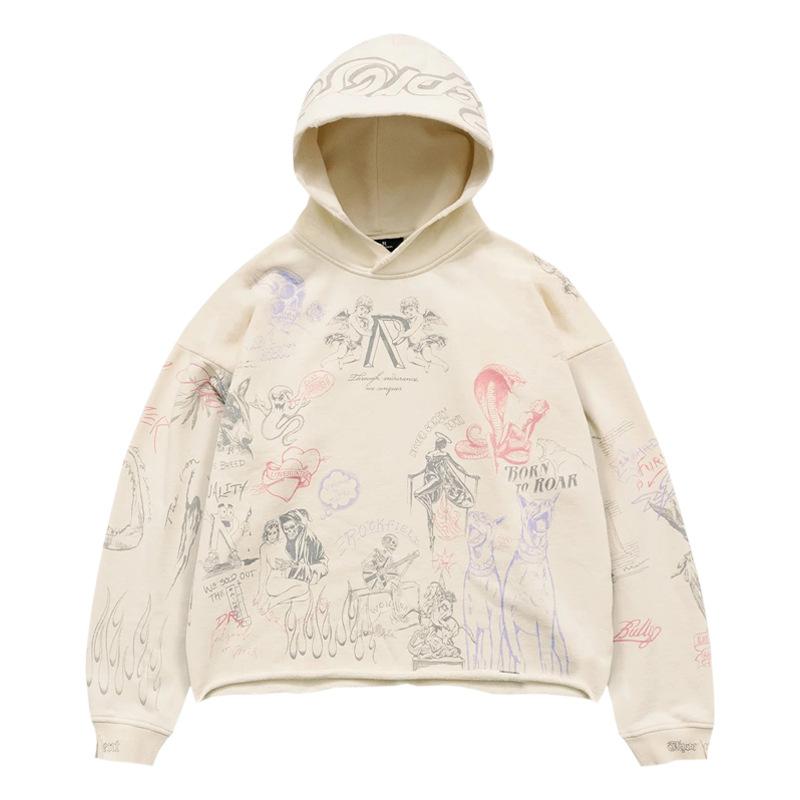 

EastRogue Ангельский Гадюка Охотник Принт Автомобиля Американский Хай-стрит Выстиранная и Потертая Толстовка с Капюшоном для Мужчин и Женщин XL