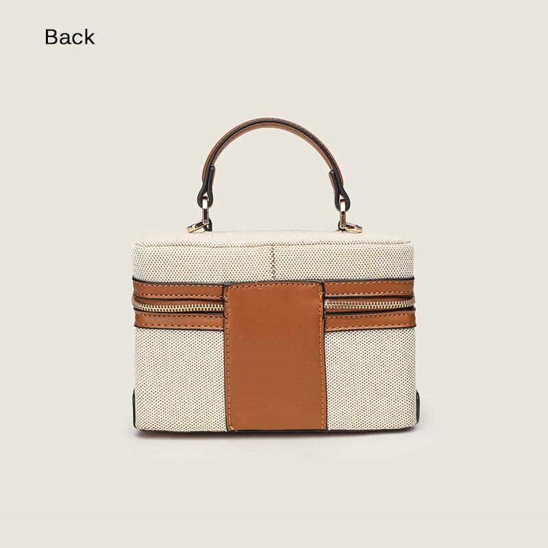 2025 Fashion Small Women Shoulder Bags Branded Style Crossbody Bag Two-way Zip Handbag Two-tone Boxy Cosmetic Bag Makeup Pouch